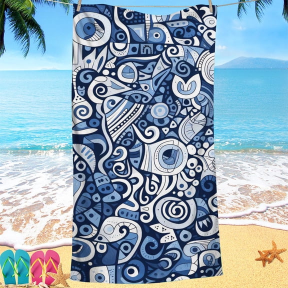 Creative Geometry Series digital-printed polyester Superfine fiber double-sided fleece Beach vacation bath towel, beach towel (6)