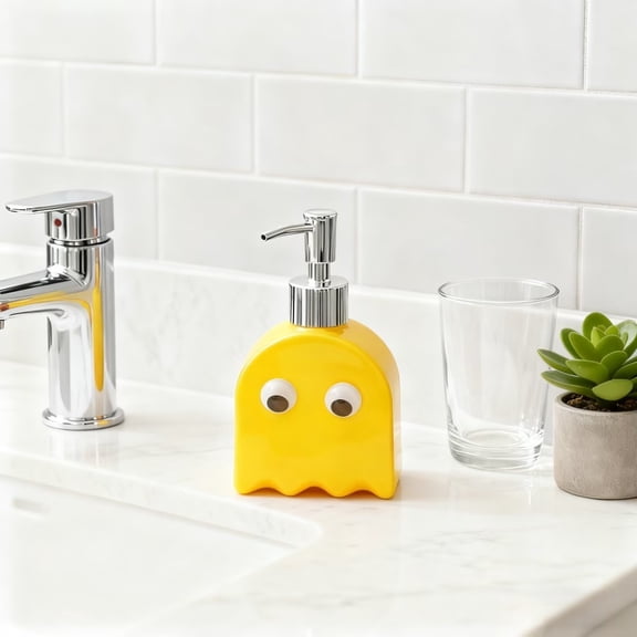 Creative Ghost-Shaped Soap Dispenser - Refillable Ceramic Hand Soap Container for Bathroom & Kitchen Decor