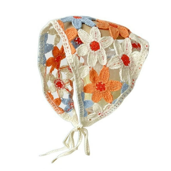 Creative Gift Multicolor Headscarf Hat Hair Accessories Little Daisy Crochet Triangle Headscarf Hair Band Triangular Turban Scarf Knitting Flower Headband 8
