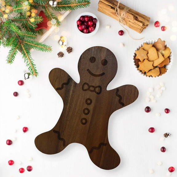 Gingerbread Man Acacia Wood Board, 15" x 11.5"