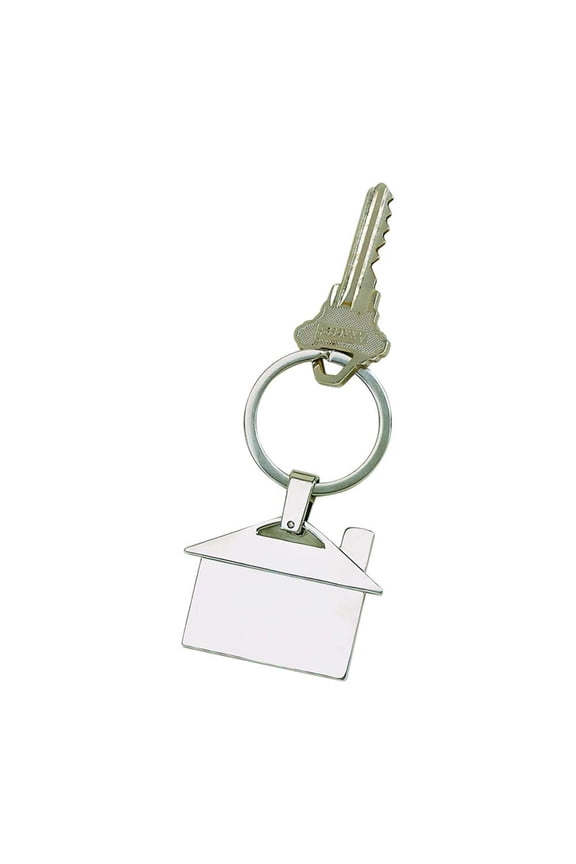 002506 3 in. House Shaped Key Chain, Nickel Plated - Silver