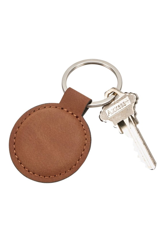 002760 Leatherette Round Key Chain, Caramel