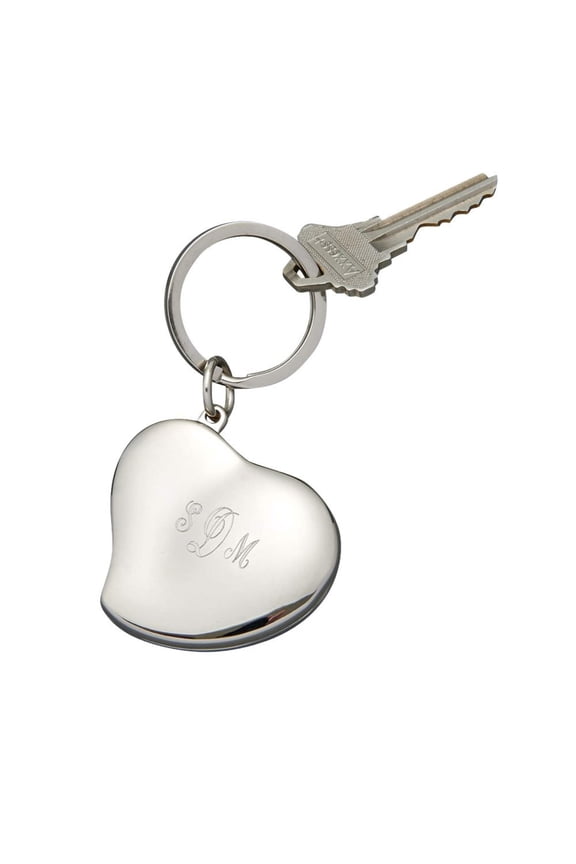 3.5 x 2 in. Nickel Plated Heart Locket Key Chain - Silver