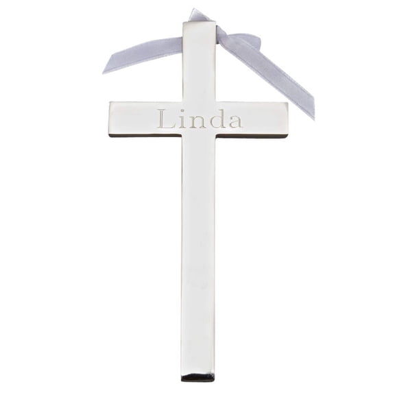 Creative Gifts International 4.75 x 2.5 in. Cross with White Ribbon - Silver