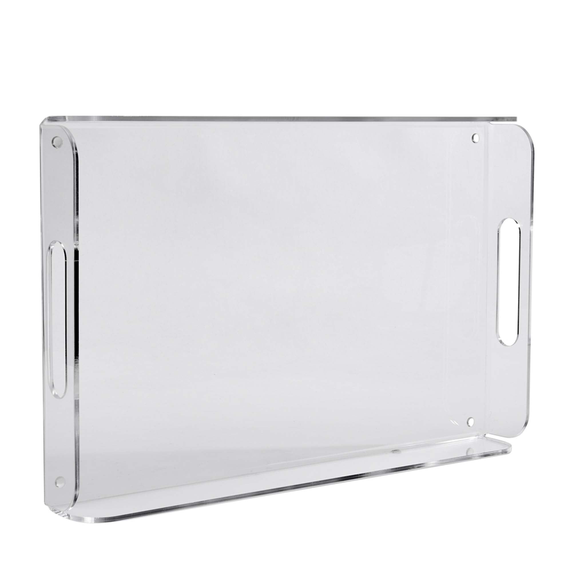 Clear Acrylic Handled Serving Tray with Silver Accents