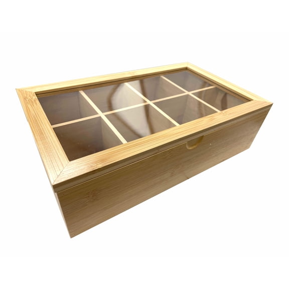 Creative Gifts International Bamboo Tea Box w/ 8 Compartments 12.5" x 7.5"