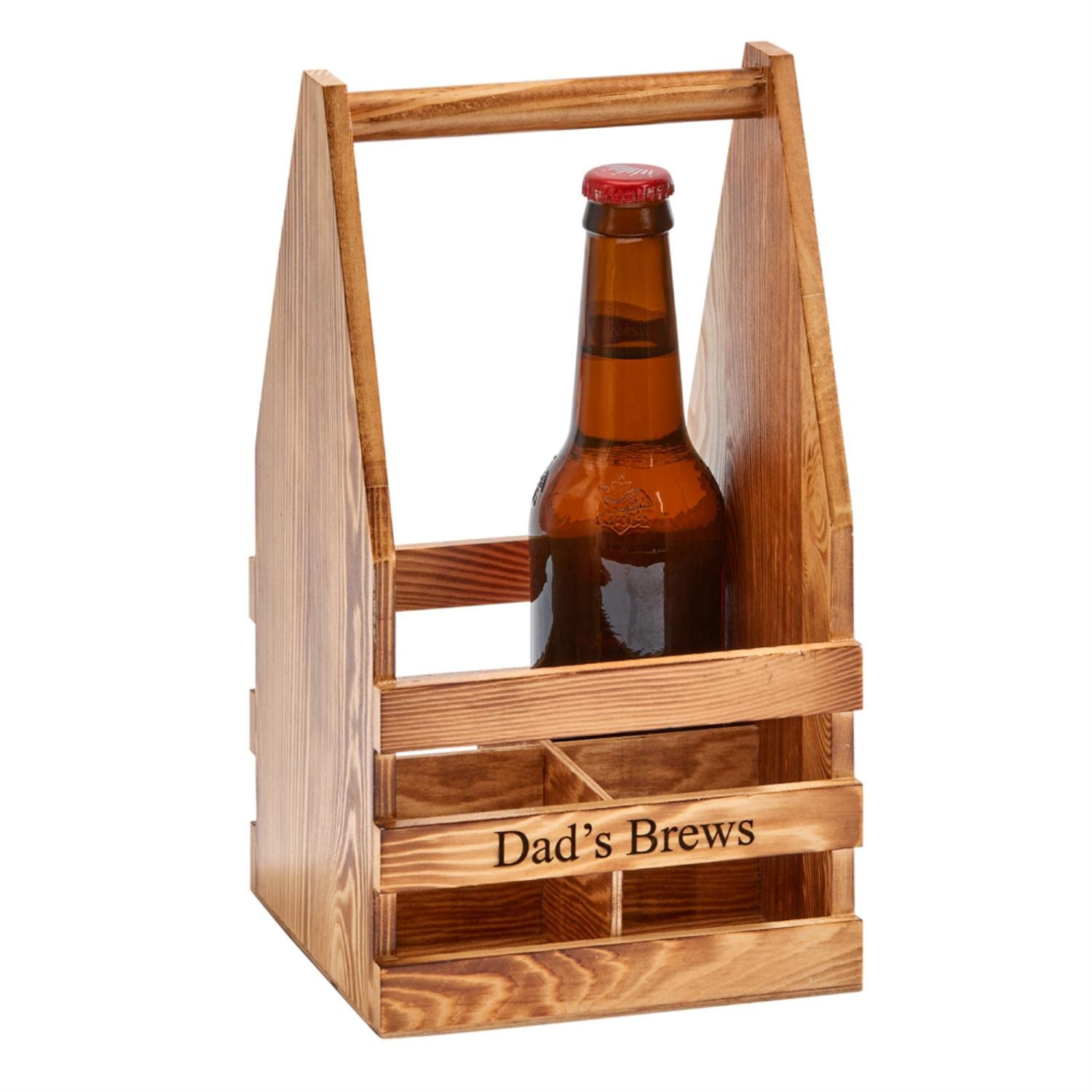 Creative Gifts International Light Wood 4 Bottle Beverage Caddy 11x6