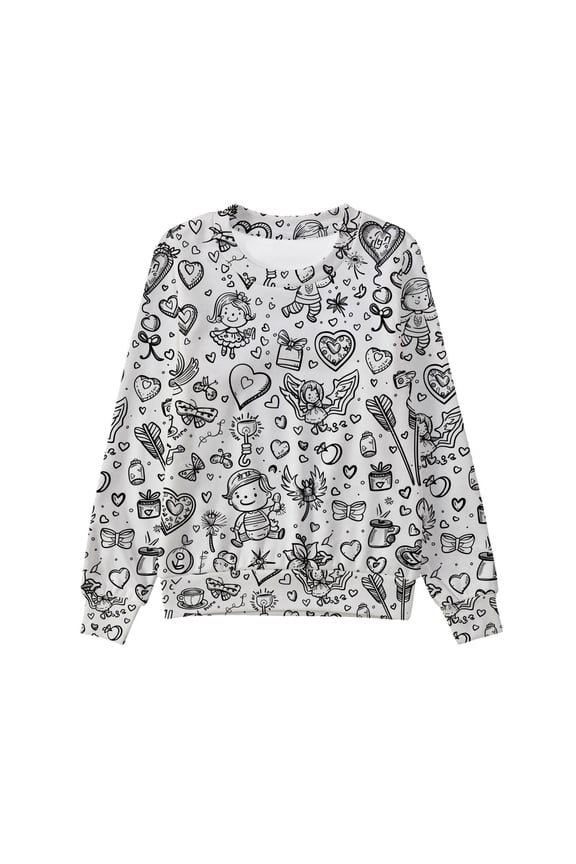 Creative Girls Sweatshirt – Long Sleeve DIY Doodle Fabric, Reusable Drawing Surface for School & Home Fun