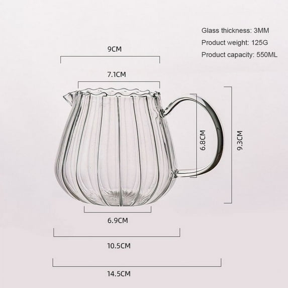 Creative Glass Cup 300/550ml Japanese Style Striped Milk Jug Heat-Resistant Glass With Handle Coffee Milk Tea Separator Cup