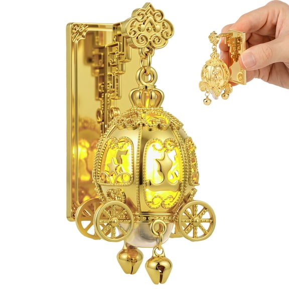 Creative Glowing Refrigerator Magnet Unique Lighted Lantern Shape Fridge Magnet Decor for Refrigerator Metal Cabinet Decoration Alloy Gold Pumpkin Carriage