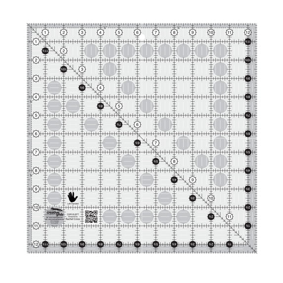 Creative Grids Left Handed Quilt Ruler 12-1/2in Square