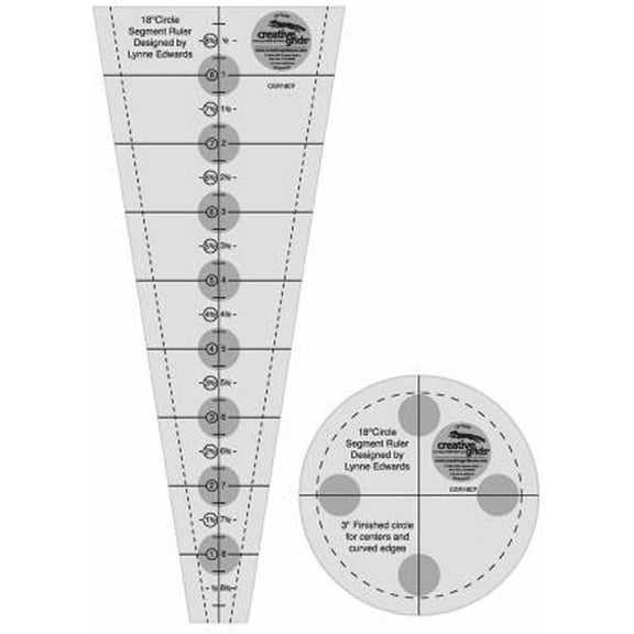 Creative Grids 20 Petal Round or Pointed Dresden Plate & Fan Fabric Cutting Quilt Ruler Set