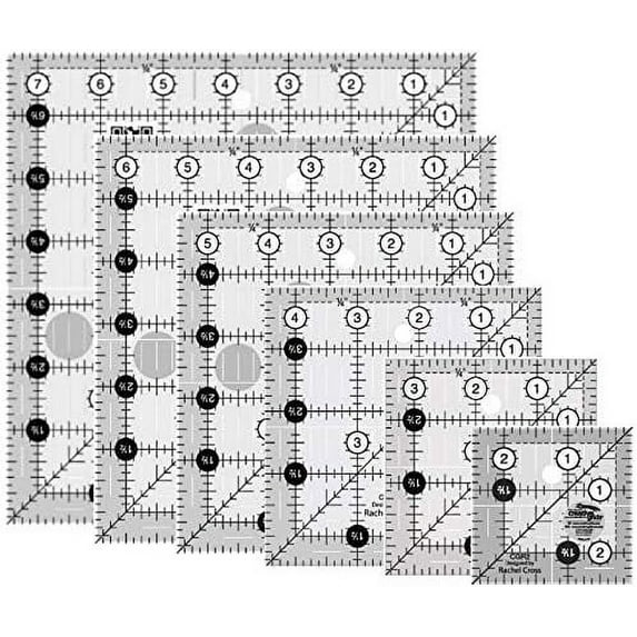 Creative Grids - 6 Square Quilt Rulers - 2.5", 3.5", 4.5", 5.5", 6.5", 7.5"