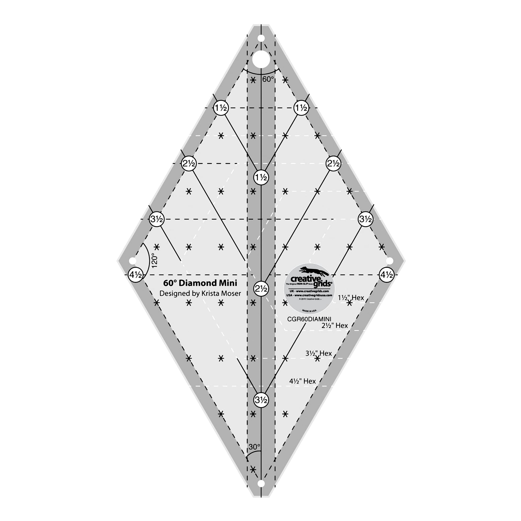 Creative Grids 60 Degree Mini Diamond Ruler CGR60DIAMINI
