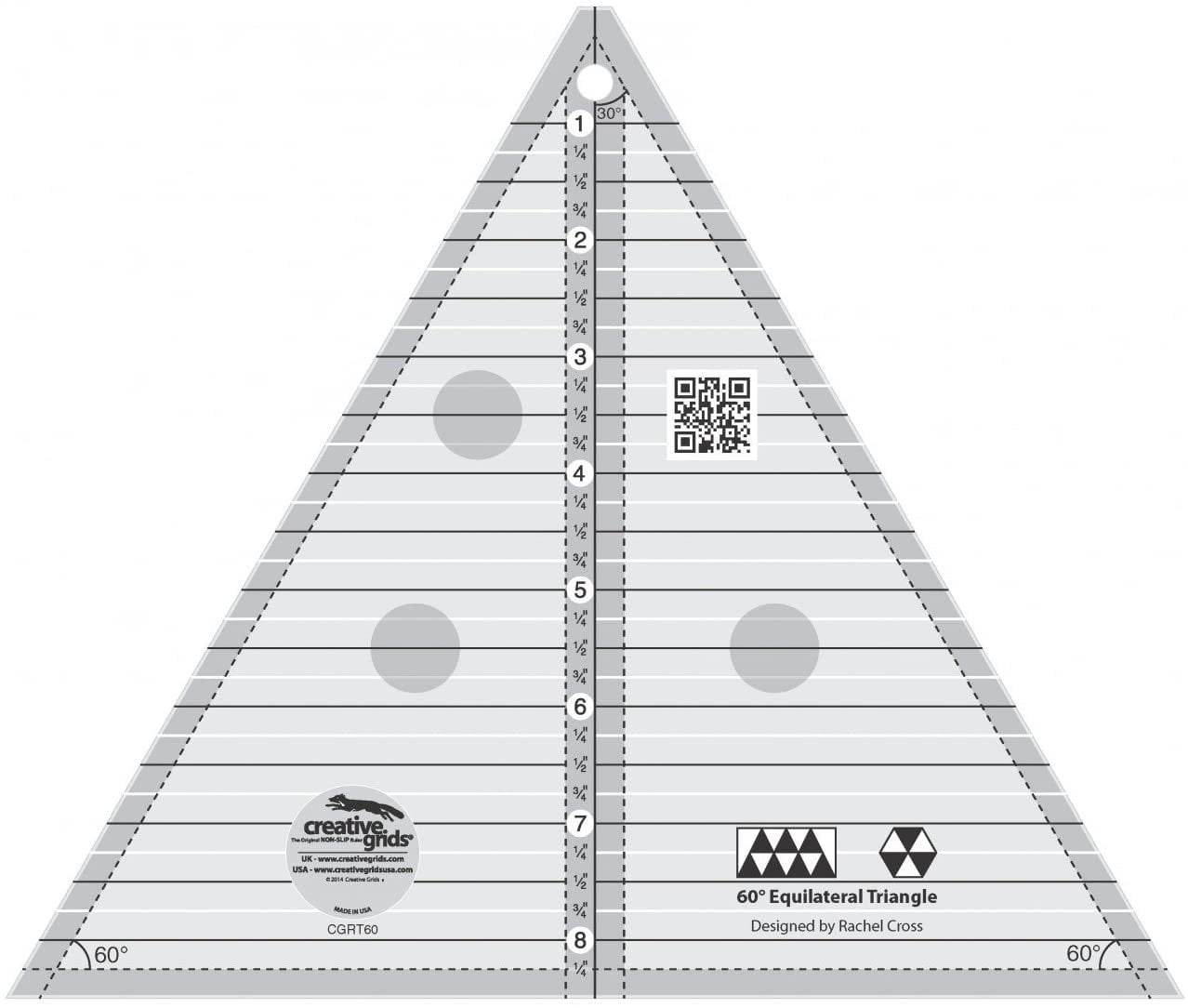Creative Grids 60 Degree Triangle Ruler with Gripper, Designed by ...
