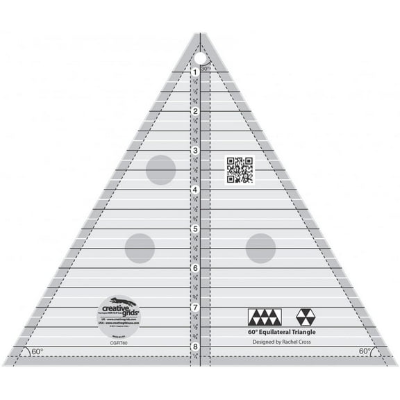 Creative Grids 60 Degree Equilateral Triangle 8" Quilting Ruler Template cgrT60