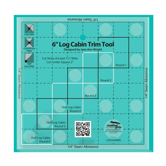 Creative Grids 6in Log Cabin Trim Tool Quilt Ruler
