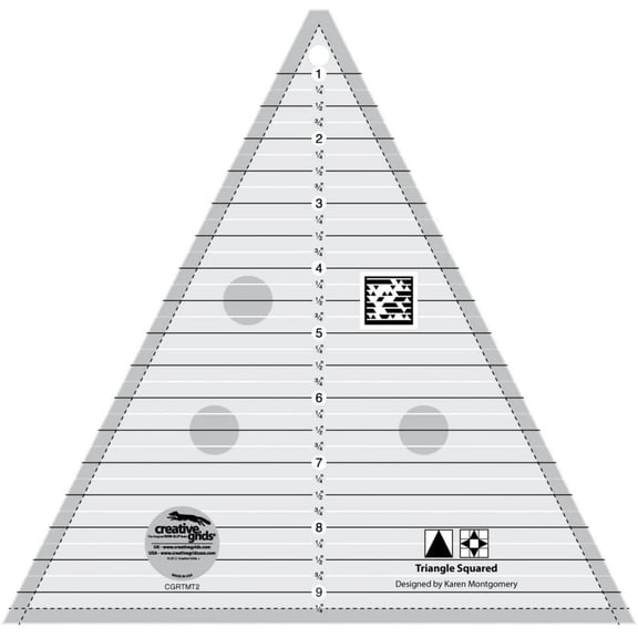 Creative Grids 9.5" Triangle Squared Quilting Ruler Template CGRTMT2