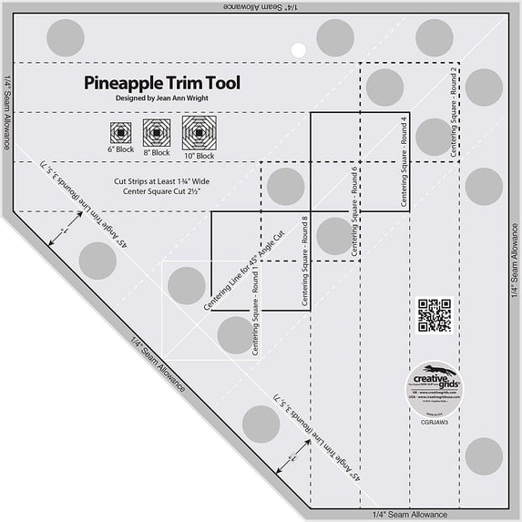 Creative Grids Pineapple Trim Tool Plus Tropical Fruit Pineapple Quilt Pattern