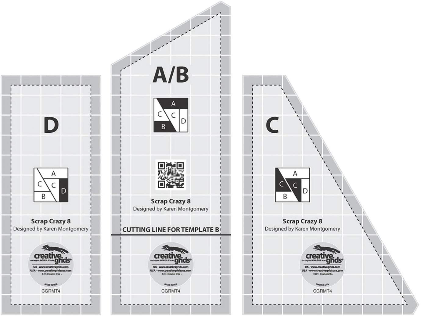 Creative Grids Scrap Crazy Templates Quilt Ruler - CGRMT4