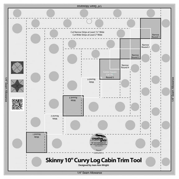 Creative Grids Skinny 10in Curvy Log Cabin Trim Tool CGRJAW14