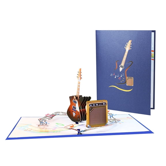 Creative Guitar 3D Popup Greeting Card Handmade Paper Arts Supplies Decoration for Music Enthusiasts Any Occasion