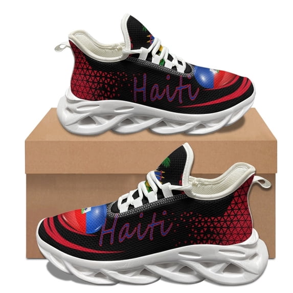 Creative Haiti Flag Designer Platform Shoes Teen Students Couples Breathable Basketball Shoes Outdoor Non-slip Sneakers Footwear