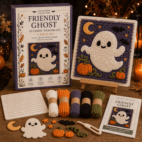 Creative Halloween Fabric Weaving Kit Beginner Friendly DIY Yarn Art Set with Stand Tools Guide No Sewing Easy Handcraft Project Perfect Artistic Gift for Beginners and Adults