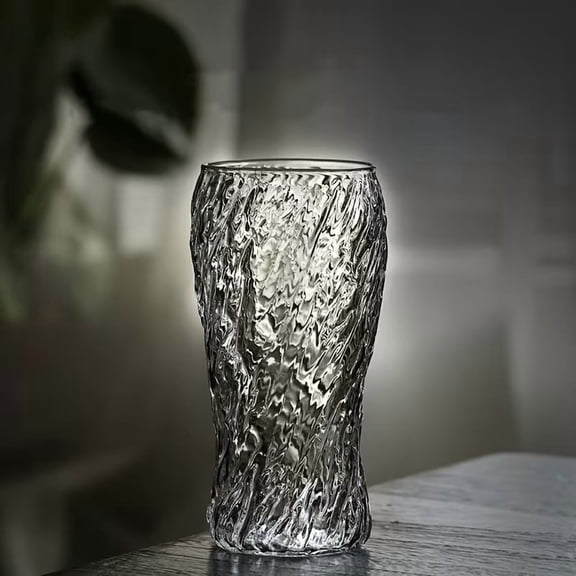 Creative Hammer Pattern Glass Water Cup - 16.91oz Stylish Drinkware for Juices, Beers, and Milk
