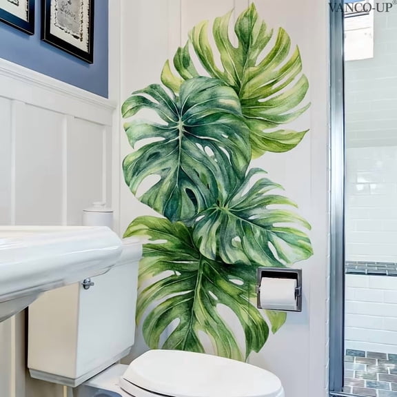 Creative Hand-Painted Tropical Rainforest Leaves Wall Stickers - Vibrant Home Decor for Any Space