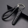 thumbnail image 1 of Creative Hand Woven DIY Leather Strap Car Key Clip ​ Car Key Holder Lanyard Keyring Phone Number Keychain BLACK, 1 of 8