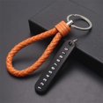thumbnail image 1 of Creative Hand Woven DIY Leather Strap Car Key Clip ​ Car Key Holder Lanyard Keyring Phone Number Keychain ORANGE, 1 of 8