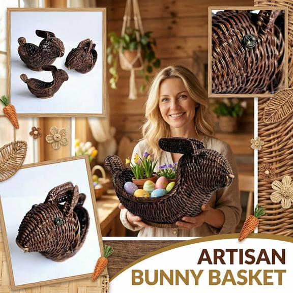 Creative Handmade Imitation Rattan Weaving Storage Basket,Whimsical Deer Head Design With Open Weave For Airflow,Suitable For Home Organization,Produce Storage,Decorative