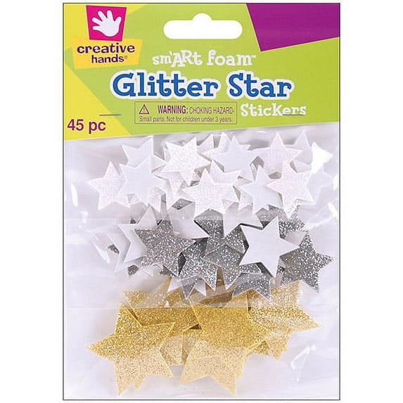 Creative Hands by Fibre-Craft 45-Pack Foam Glitter Stickers, Stars