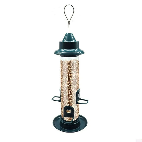 Creative Hanging Anti-Squirrel Automatic Bird Feeder Outdoor Garden Weatherproof Food Dispenser 33*13cm Green