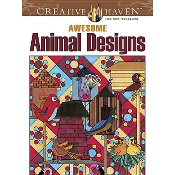 Pre-Owned Creative Haven Awesome Animal Designs Coloring Book (Paperback) 0486491358 9780486491356