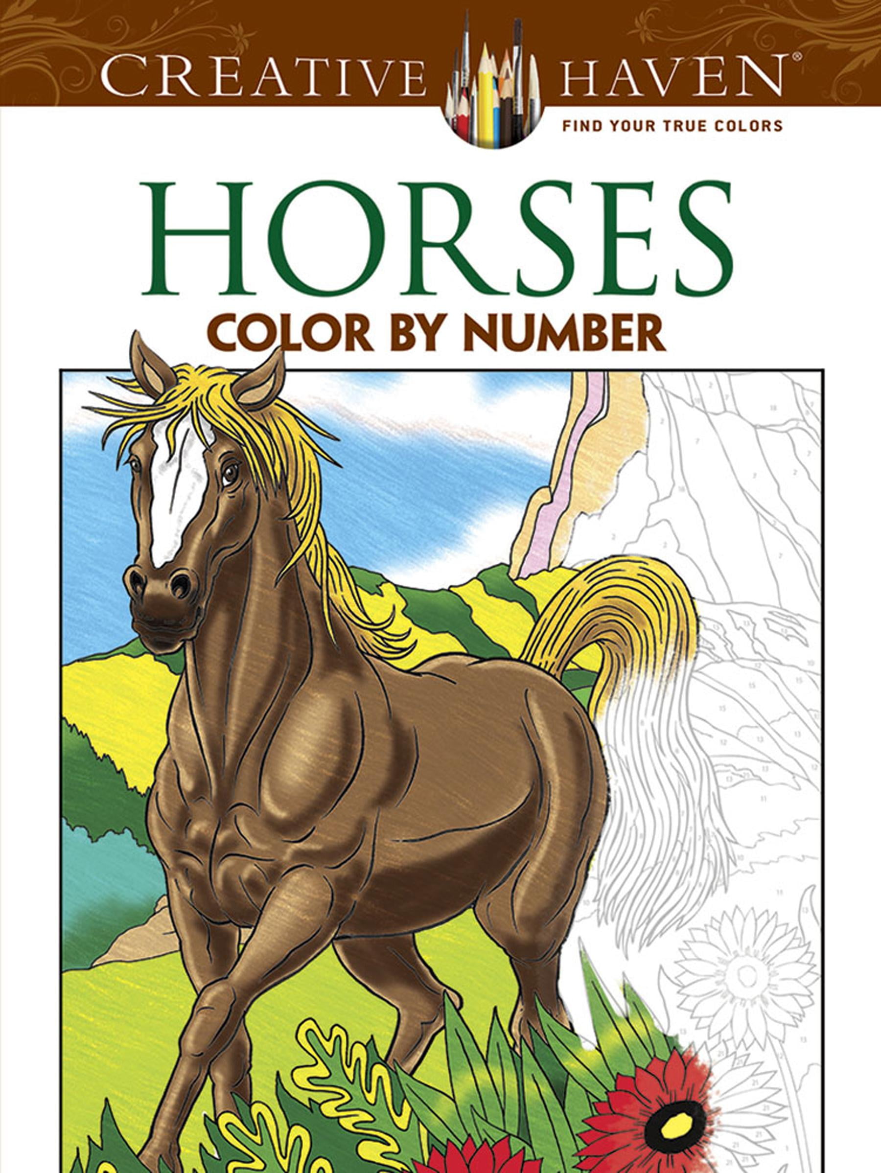 Creative Haven Coloring Books Horses Color by Number Coloring Book