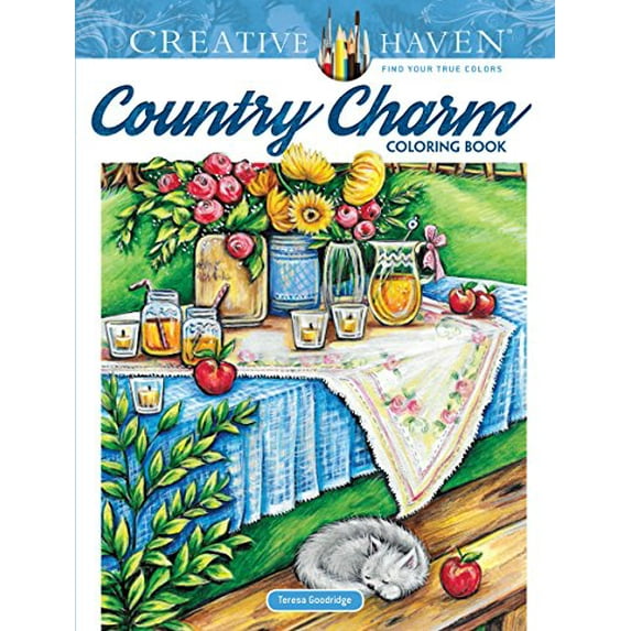 Pre-Owned Creative Haven Country Charm Coloring Book Books Paperback Teresa Goodridge