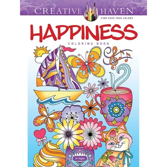 Pre-Owned Creative Haven Happiness Coloring Book Paperback