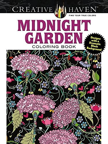 Pre-Owned Creative Haven Midnight Garden Coloring Book: Heart & Flower ...