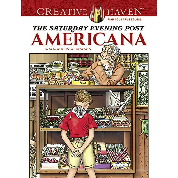 Pre-Owned Creative Haven The Saturday Evening Post Americana Coloring Book Paperback