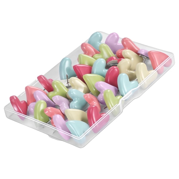Creative Heart Push Brads 30Pcs - Polystyrene Veneered Wall Screws for Photo Display & Rustproof