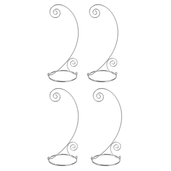 Creative Hobbies 10 Inch Tall Silver Plated Ornament Display Hanger Stands for Hanging Christmas Ornaments, Glass Terrariums, Etc - 4 Pack