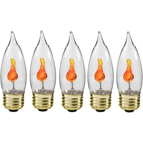 Creative Hobbies 10J Flicker Flame Light Bulb -Flame Shaped, Standard Base, Flickering Orange Glow - Box of 5 Bulbs