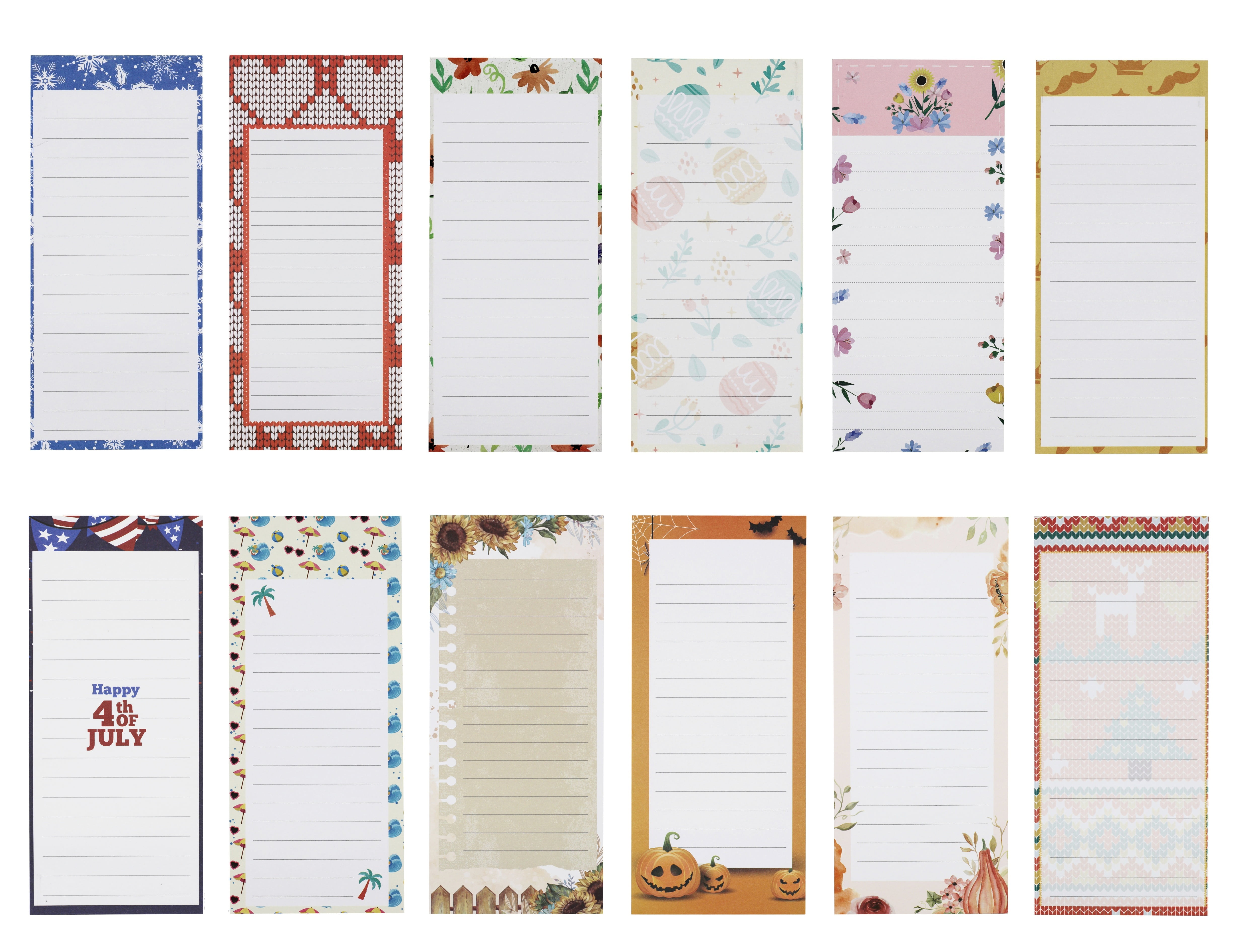 Creative Hobbies 12-Pack Monthly Magnetic Notepads - Vibrant Seasonal Designs for January to December