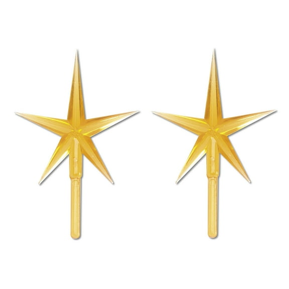 Creative Hobbies 2 Pack Gold Stars Ceramic Christmas Tree Lights Plastic Light Decorations - Replacement Parts Christmas Tree Ornaments