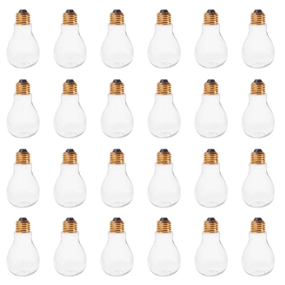 Creative Hobbies 24 Pack Clear Fillable Plastic Light Bulbs, Great for Candy, Wedding Party Favors, Crafts, Gifts, 4 Inch Tall