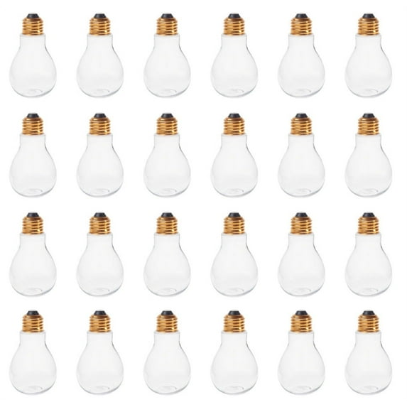 Creative Hobbies 24 Pack Clear Fillable Plastic Light Bulbs, Great for Candy, Wedding Party Favors, Crafts, Gifts, 4 Inch Tall