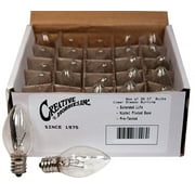 Creative Hobbies (25 Pack) Night Light Bulbs, C7, Clear, Steady Burning, 4 Watt, Candelabra Base E12 (Chandelier Size Base)