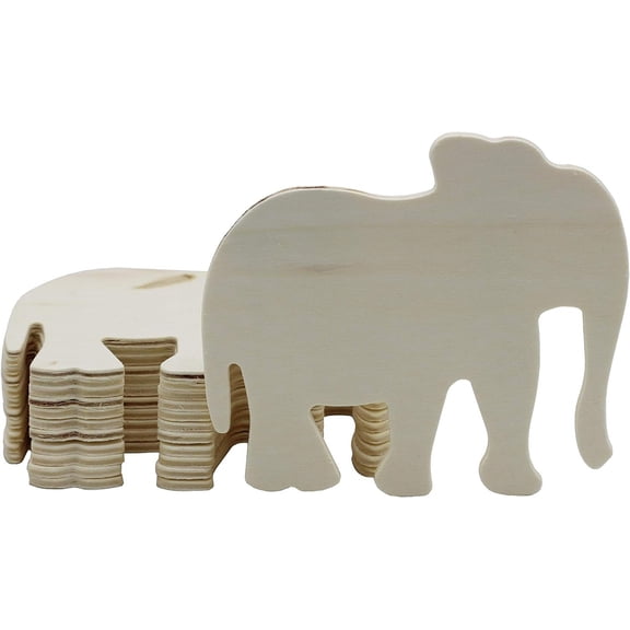 Creative Hobbies 4 Inch Unfinished Wooden Elephant Shapes, Ready to Paint or Decorate | 12 Pack